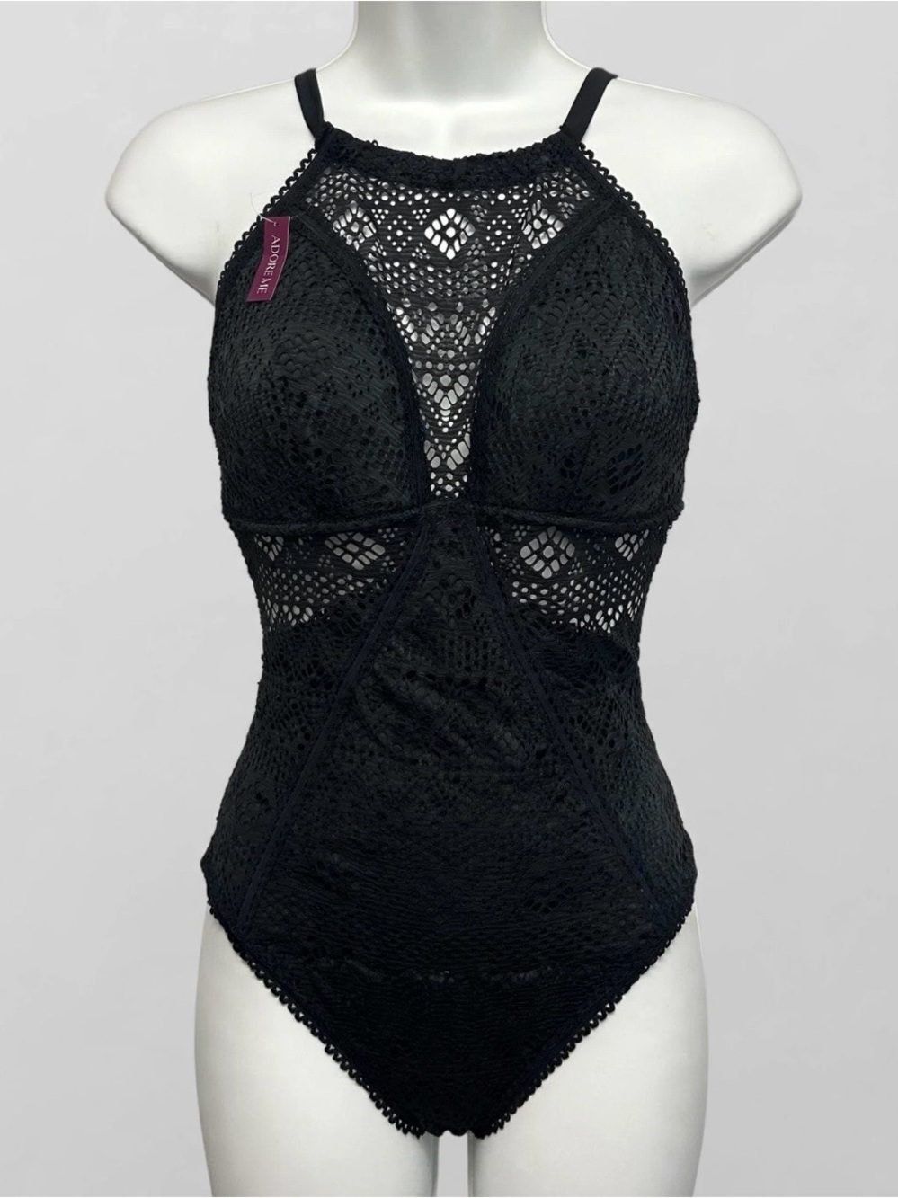 *NWT* Adore Me margaret crochet one-piece swimsuit - jet black - size 1X